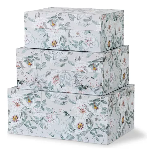Soul & Lane Cajas de almacenamiento decorativas de cartón con tapas para  decoración del hogar, juego de 3: caja de almacenamiento de fotos anidable