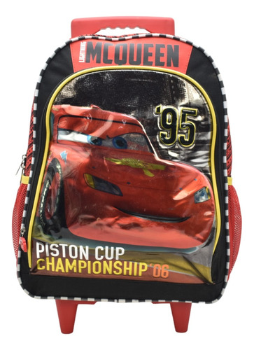 Mochila Cars Rayo Mcqueen Piston Cup Champion Ship 06 Con Ruedas Estampado Multicolor Primaria  113694 Ruz