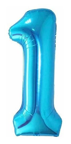 Globo Azul Número 1 Para El Primer Cumpleaños - Grande, 40 P