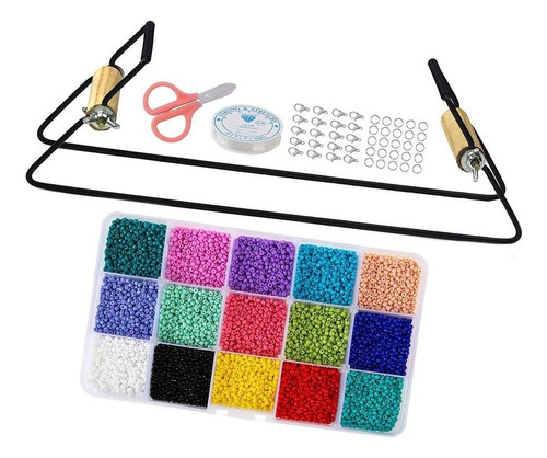 Elastic Cord Metal Bead Loom Kit .