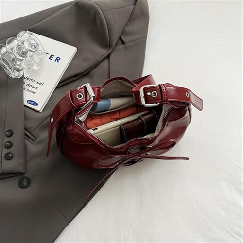 Bolso Hombro En Forma Media Luna Para Mujer, Bolso