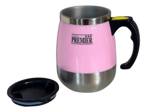 Caneca Mixer Misturador Aço Inox Pilha 400ml Copo Isotérmico Cor Rosa