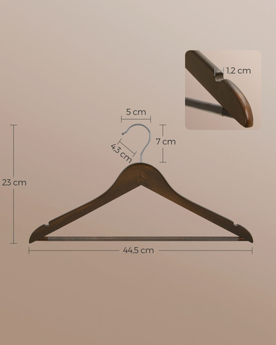 Q 10 Pzs Songmics Percha De Madera Para Ropa 360gira