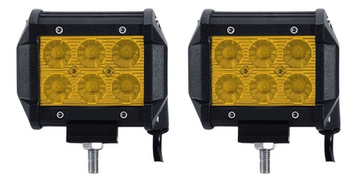 X2 Neblinero Led Ámbar Foco 10-30v Auto Camión Cuadrado 18w