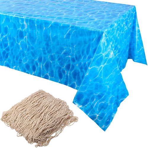 Mantel Plastico Azul 54 X 108  Cubierta Mesa Submarina Para
