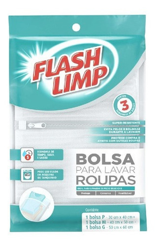 Bolsa Saco Para Lavar Roupas 3 Tamanhos Flash Limp