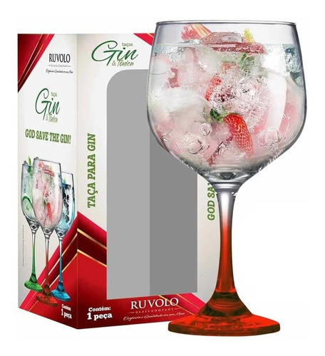 Taça Gin Tônica Haste Colorida - Ruvolo Cor Vermelho