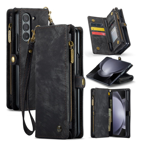 Funda Tipo Billetera Para Samsung Galaxy Z Fold 5 - Negra