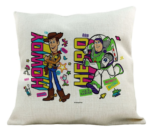 Almohadón Único Lino Lavable, Buzz & Woody Toy Story 45x45cm