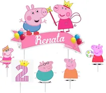 Comprar Cake Topper  Adorno Torta Pinchos Personalizado Peppa Pig