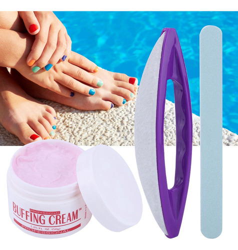 Juego De 3 Limas De Uñas Para Pulir Arte, Crema, Pulidora Y