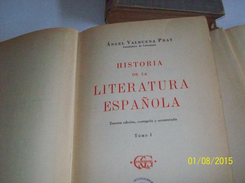 Historia De La Literatura Española. Ángel Valvuena Prat,1950