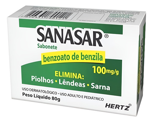 Sabonete Sanasar Elimina Piolhos LĂȘndeas E Sarna 80g Barra