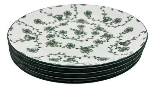 Vajilla 16 Piezas Cerámica Elegante Royal Haus Resistente Color Verde Floreado