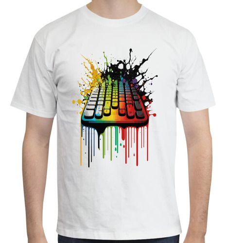 Playera Diseño Teclado Gamer Psicodélico - Colores