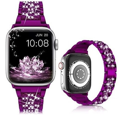 Malla Para Apple Watch Series1-7 Brillos Purpura 42/44/45mm