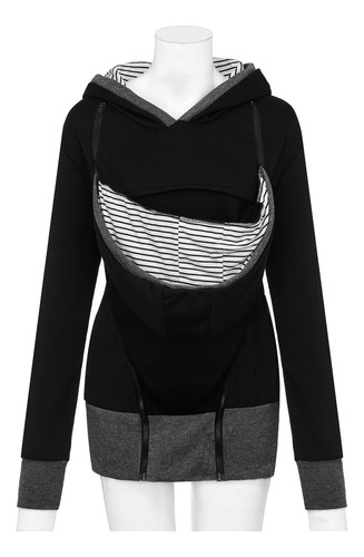 Bolsa Portabebés A Rayas Para Mujer, Sudadera Con Capucha Y