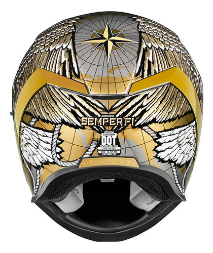 Casco Para Moto Icon Airform Semper Fi Dorado/ Plata