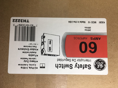Ge Tgn3323 Interruptor De Seguridad 2p 100a 24