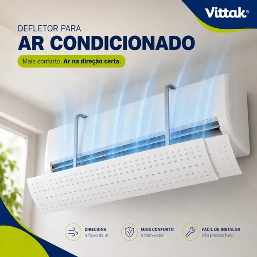 Vittak Defletor Ar Condicionado Split Universal 7 a 30 mil BTUs Ajustável 61 a 113 cm