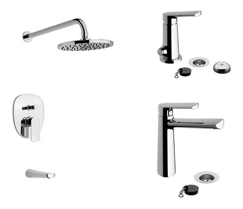 Griferia Fv Monocomando Ducha + Lavatorio + Bidet Set Aromo