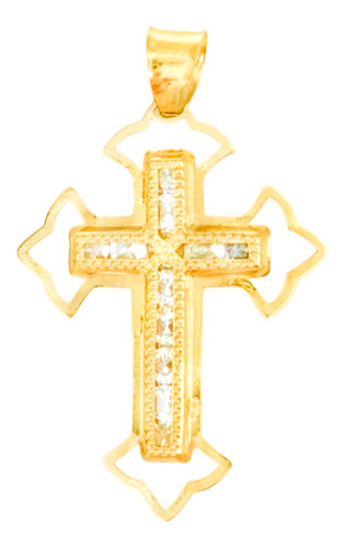 Dije Medalla Cruz Trinidad Zirconias 3.5cm 100% Oro Puro 10k