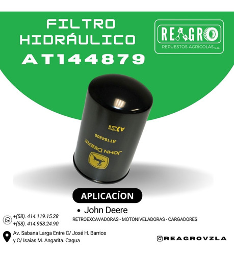 Filtro De Aceite Hidráulico At144879 = At184206 John Deere 