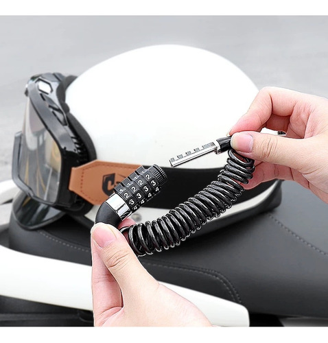 Lagom Candado Cadena De Seguridad Casco Moto Bici Combinación Ext Sistema Antirrobo Con Contraseña De 4 Dígitos Cable De Seguridad Acerado