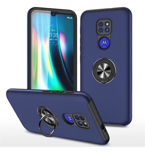 Funda De Teléfono Para Moto G9 Play Blue 360° Rotación Rino9