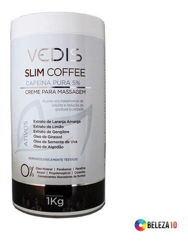 Creme Para Corpo Vedis Cafeina De 1000ml/1kg
