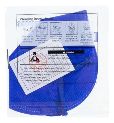 Cubrebocas Kn95 Tomods Mascarillas Certificados Caja 10 Pzs Color Azul Rey