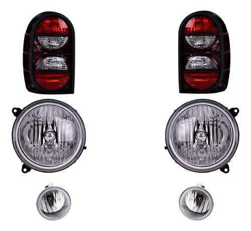 Faros Ppales Niebla Calaveras Depo P/ Jeep Liberty 05 Al 07