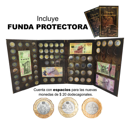 Álbum Tríptico Para Monedas Conmemorativas $5 $20 Y Billetes