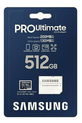 Samsung Pro Ultimate Microsd Memory Card + Adapter, 512gb