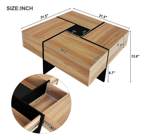 On-trend Mesa De Centro De Diseño Único Con 4 Compartimentos