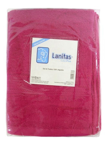 Set 2 Toalla Paño Lanitas Fucsia Para Baño 143x71 /94x44cm