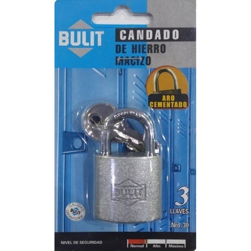 Imagen 2 de 6 de Candado De Hierro Macizo 30mm Bulit Cdb H 30