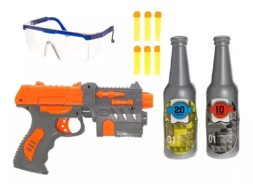 brinquedo arminha lança dardo nerf glock de elite lançamento