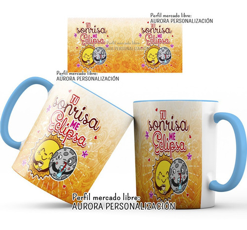 Mug Oreja Interior Azul Amor San Valentin Regalo Pareja 13