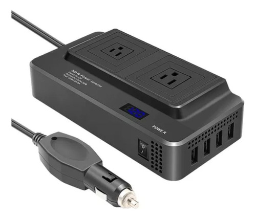 Inversor Portátil  Multitoma Para Carro Usb Automovil 200w