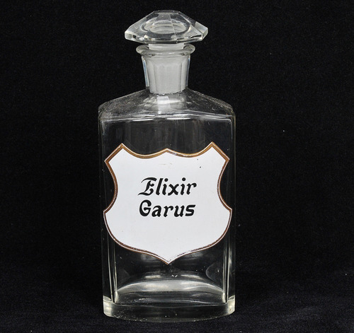 Antiga Garrafa De ''elixir Garus'' (remédio) Med.: 23hx9.08 (Usado)