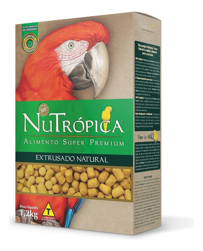 Ração Arara Natural 1,2kg Nutrópica Extrusada Sem Corante