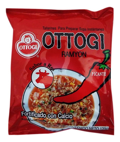 Ramen Coreano Ottogi Ramyon Res Picante 4 Piezas