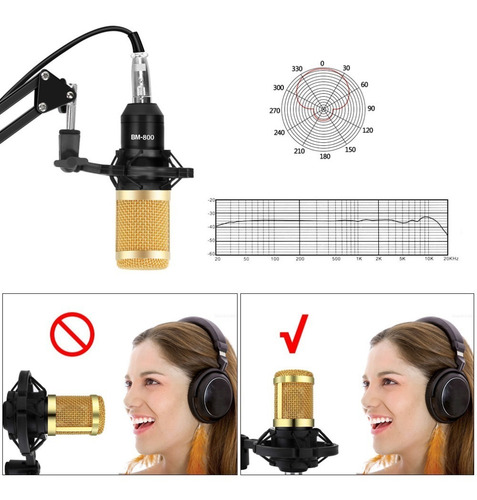 Microfono Condenser Bm-800 Unidireccional Plug And Play