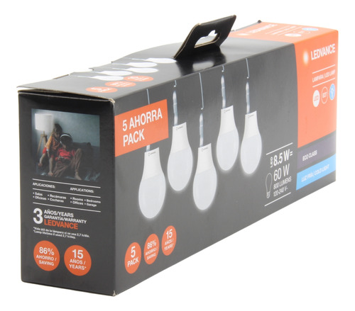 Pack De 5 Focos Ledvance Led 8.5w 6500k A60 E27 120-240v