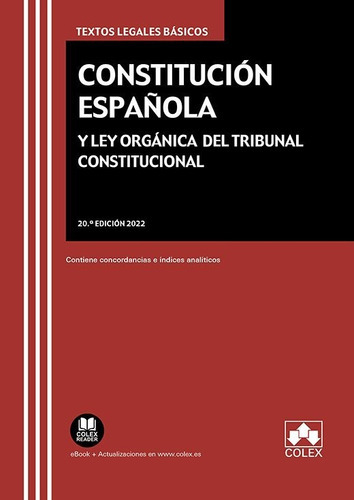 Constitucion Espaãâola Y Ley Organica Del Tribunal Constituci, De Editorial Colex, S.l.. Editorial Colex, Tapa Blanda En Español