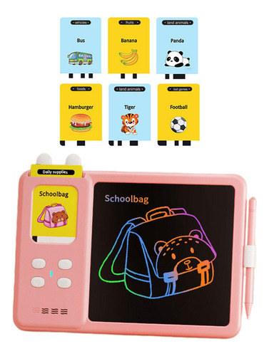 2 En 1 Tableta De Escritura De Tarjetas Flash Parlantes Rosa