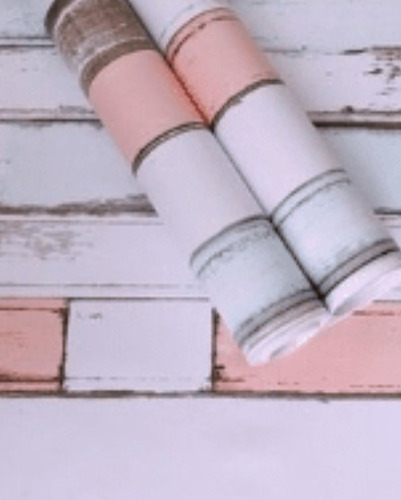 Papel Mural Pvc Autoadhesivo Rollo 10x60 Madera Rosa Blanco