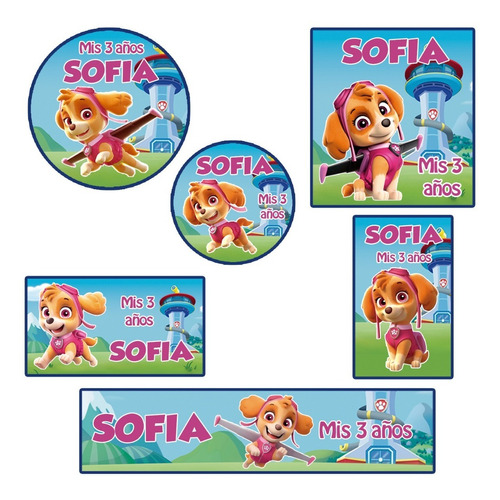 Kit 144 Stickers Paw Patrol Skye Patrulla Canina Candy Bar 