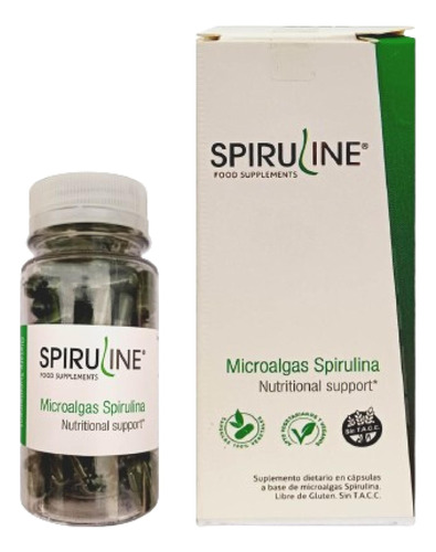 Suplemento 100 Capsulas Microalga Spirulina Sin Tacc Vegan